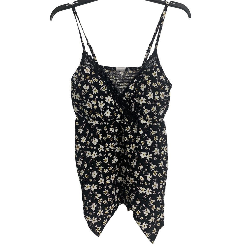 Dark Fairy Whimsigoth Floral‎ Y2K Empire Waist Handkerchief Hem Cami Top XS